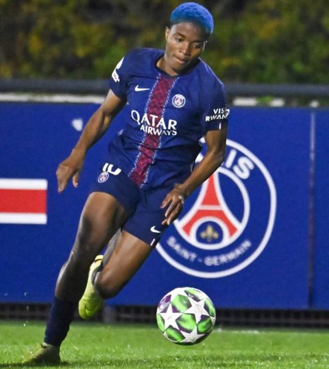 Rasheedat Ajibade during the PSG vs Real Madrid UEFA Champions League clash. (Photo Credit: PSG feminine/X)