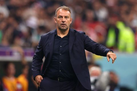 Barcelona coach Hansi Flick celebrating