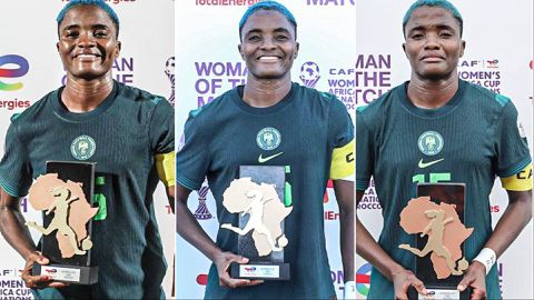 Rasheedat Ajibade celebrating WAFCON victory