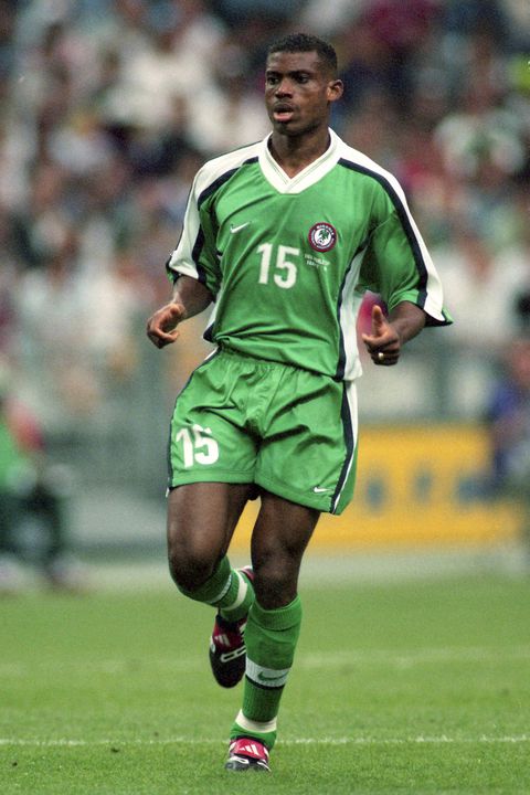 Sunday Oliseh in action for the Super Eagles