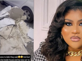 Nkechi Blessing Laments as POP Ceiling in Her Lekki Home Collapses The 2nd Time in 2 Months
