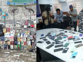 Police Bust Tricycle Robbery Gang in Uyo, Recover 72 Stolen Phones And Household Items (Photos)