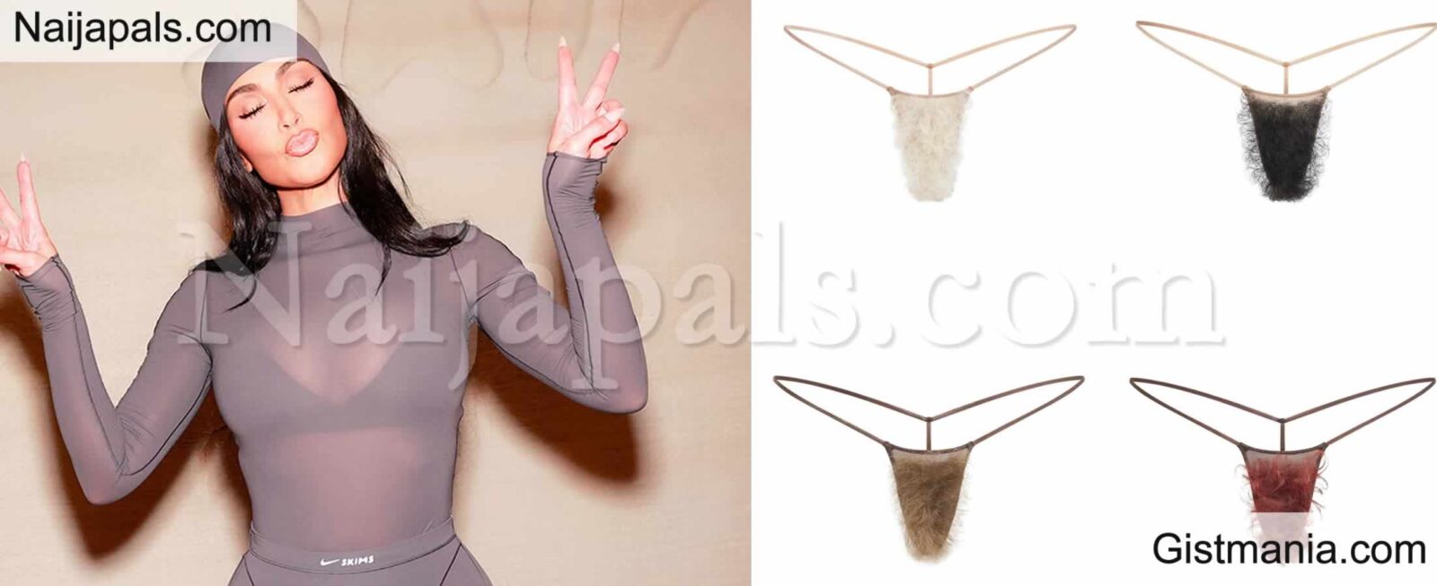 YAY or NAY? Kim Kardashian Unveils New Line of Underwears With Faux Pub!c Hair (Photos)