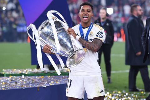 Rodrygo celebrating Champions League victory