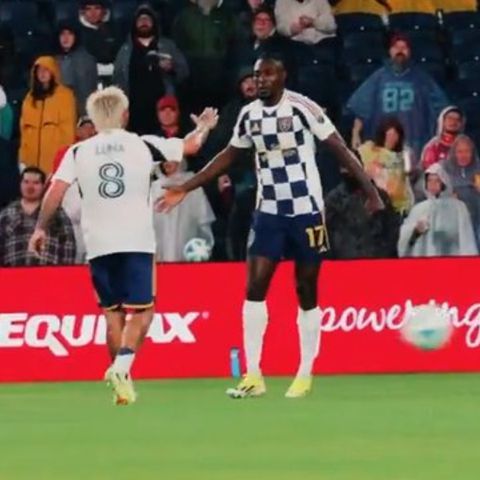 Victor Olatunji celebrating his goal for Real Salt Lake on MLS Decision Day.