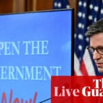 House speaker says emergency Snap food aid funding not easy to do as millions lose benefit while shutdown drags on – US politics live